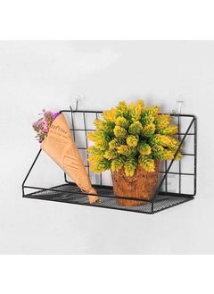 EDBIRET EDBIRET Metal Wall Mounted Floating Shelves Self Adhesive Home Decor Shelf Wall Decoration Holder Decor Shelves Plant Display Racks for Bedroom Living Room Bathroom Kitchen Office Black 