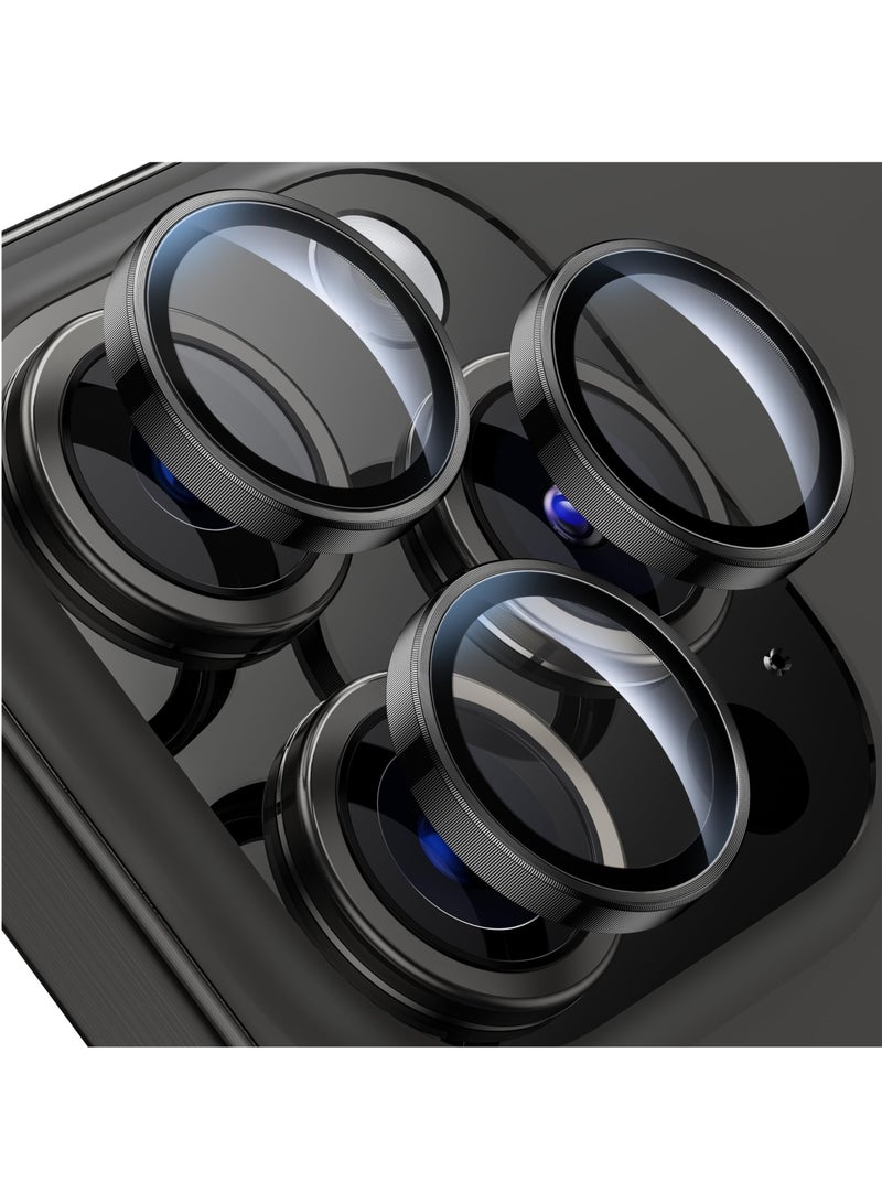 BORTONY iPhone 15 Pro Camera Lens Protector and iPhone 15 Pro Max Camera Lens Protector, Easy Installation Keep Original Shooting Shatterproof 9H Glass Camera Screen Protector Metal Ring Case Fiendly - Image 1
