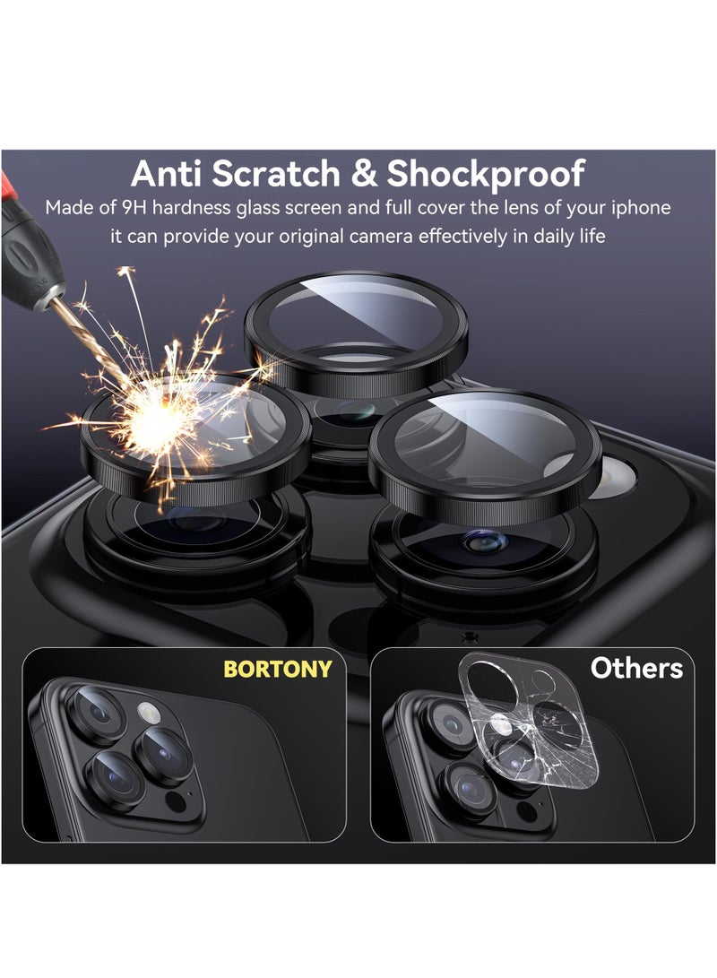 BORTONY iPhone 15 Pro Camera Lens Protector and iPhone 15 Pro Max Camera Lens Protector, Easy Installation Keep Original Shooting Shatterproof 9H Glass Camera Screen Protector Metal Ring Case Fiendly - Image 4