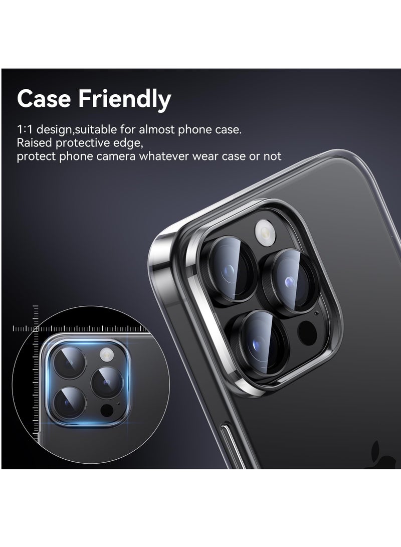 BORTONY iPhone 15 Pro Camera Lens Protector and iPhone 15 Pro Max Camera Lens Protector, Easy Installation Keep Original Shooting Shatterproof 9H Glass Camera Screen Protector Metal Ring Case Fiendly - Image 5