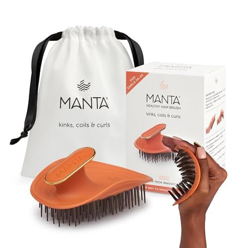 Manta Curls Anti-Breakage Hairbrush – Detangling Brush for Curly & Afro Hair, Gentle Wet & Dry Hairbrush for Women, Orange - Image 1