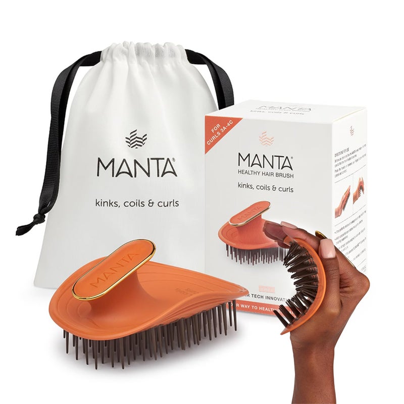 Manta Curls Anti-Breakage Hairbrush – Detangling Brush for Curly & Afro Hair, Gentle Wet & Dry Hairbrush for Women, Orange - Image 5