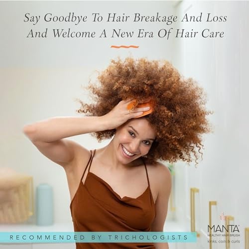 Manta Curls Anti-Breakage Hairbrush – Detangling Brush for Curly & Afro Hair, Gentle Wet & Dry Hairbrush for Women, Orange - Image 3