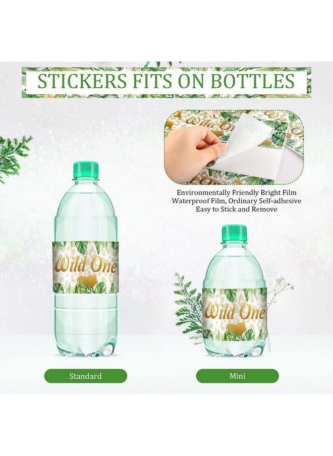 Outus 48 Pieces Wild One Water Bottle Sticker Greenery Jungle Animals Favor Stickers Jungle Themed Water Bottle Labels For Wild One Themed Birthday Party Decorations (8.27 X 1.97 Inch)  - Image 4