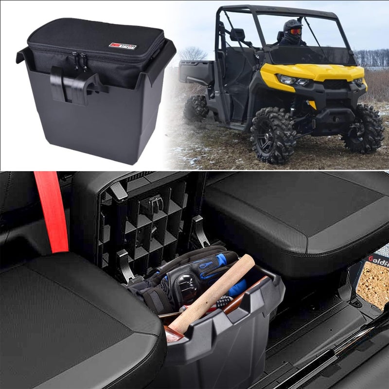 Sresk Under Seat Storage Bin Compatible with Can Am Defender Max HD8 HD10 H5 H6 20162025 Cooler Ice 2 in 1 Removable Center Central Underseat Storage Box For Defender Max WCooler Bag