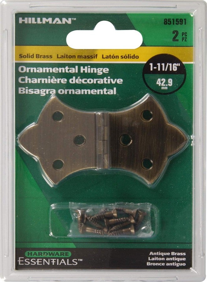 هيلمان مفصلة زخرفية من النحاس الصلب من هيلمان، رقم 851591، مقاس 1-11/16 × 3-1/16 بوصة، بلمسة نهائية عتيقة من النحاس. - Image 2