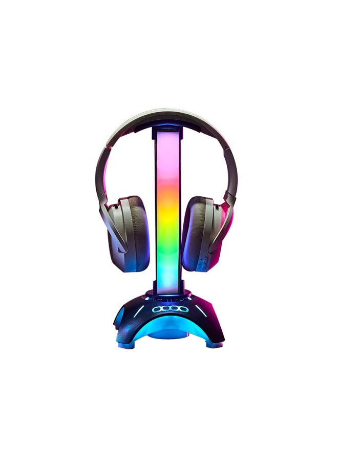 Direct Headset Bracket Desktop Creative Rgb Atmosphere Light Computer Game Bracket Bluetooth Speaker-Color:Black-Style:Speaker + Lyrics Stick + Headphone Stand - Image 5