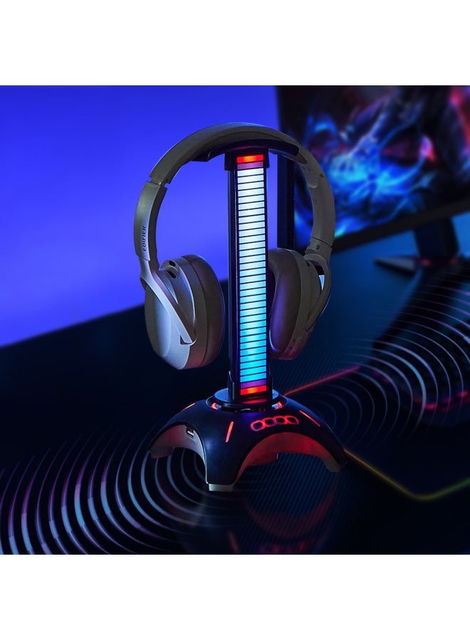 Direct Headset Bracket Desktop Creative Rgb Atmosphere Light Computer Game Bracket Bluetooth Speaker-Color:Black-Style:Speaker + Lyrics Stick + Headphone Stand - Image 4
