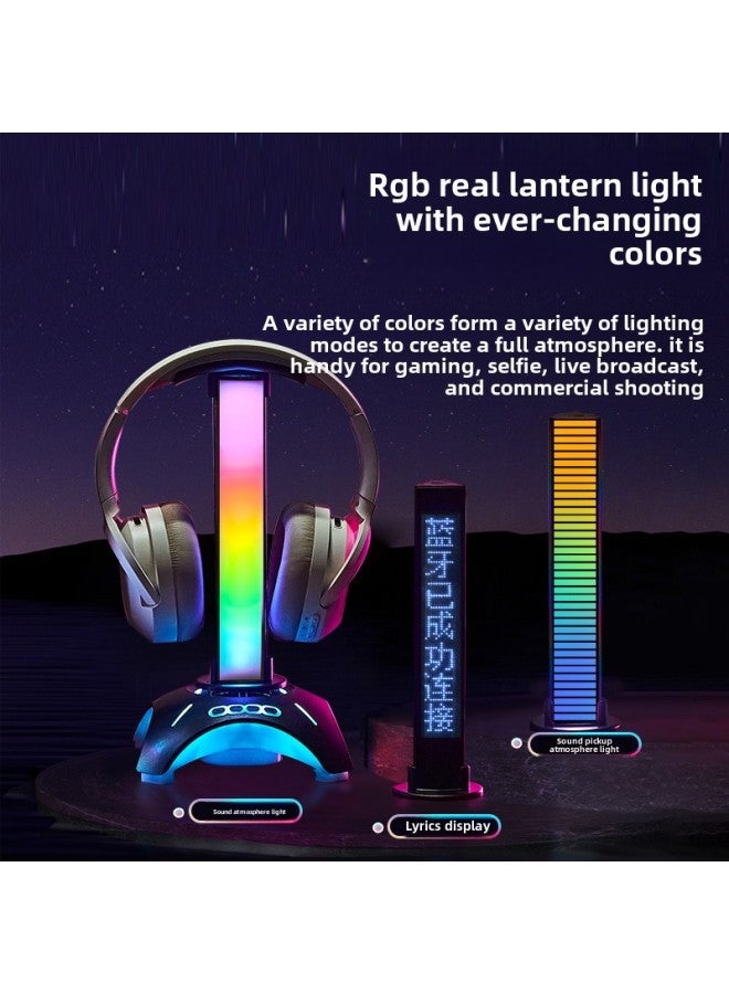 Direct Headset Bracket Desktop Creative Rgb Atmosphere Light Computer Game Bracket Bluetooth Speaker-Color:Black-Style:Speaker + Lyrics Stick + Headphone Stand - Image 2