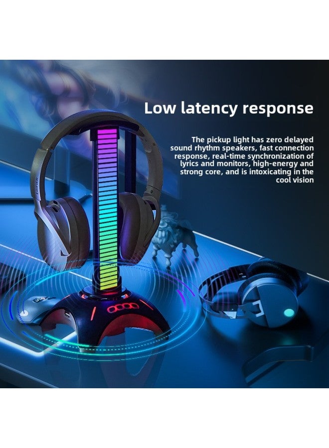 Direct Headset Bracket Desktop Creative Rgb Atmosphere Light Computer Game Bracket Bluetooth Speaker-Color:Black-Style:Speaker + Lyrics Stick + Headphone Stand - Image 3
