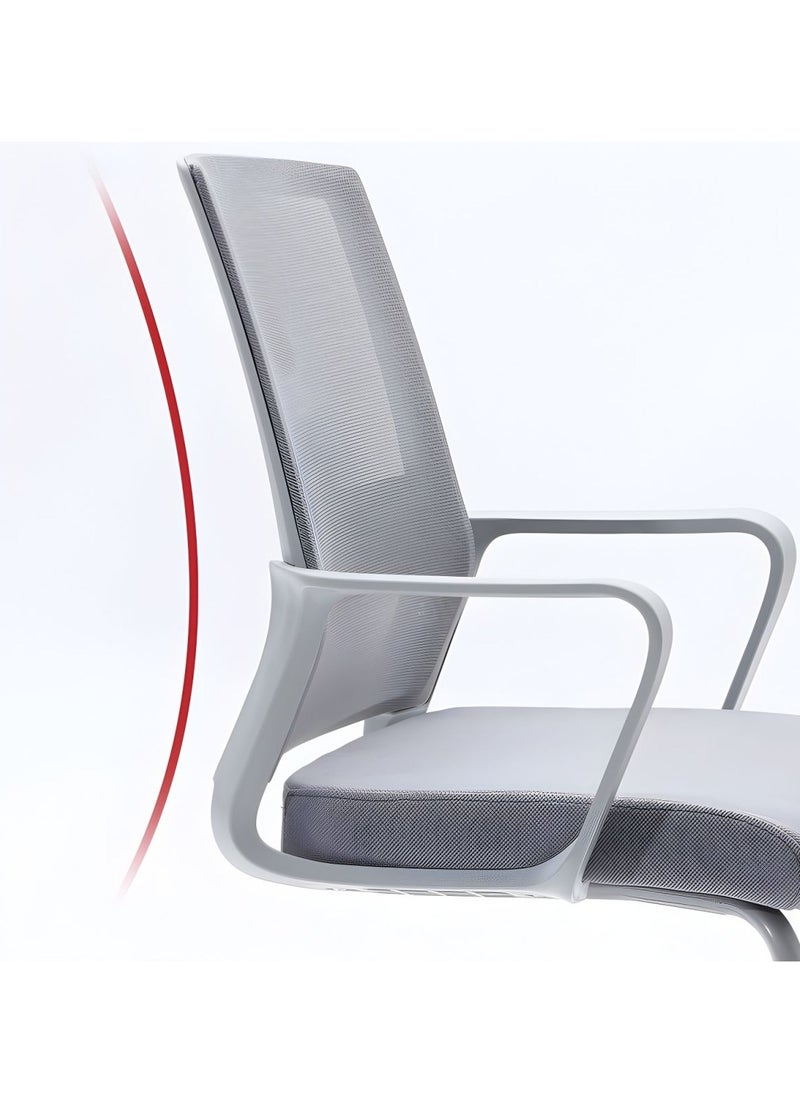 Neo Front - Neo Front Ergonomic Visitor Mesh Office Chair – Sleek Grey Design with Breathable Back, Ideal for Conference Rooms, Reception Areas & Waiting Spaces – XY-916C-Grey - Image 1