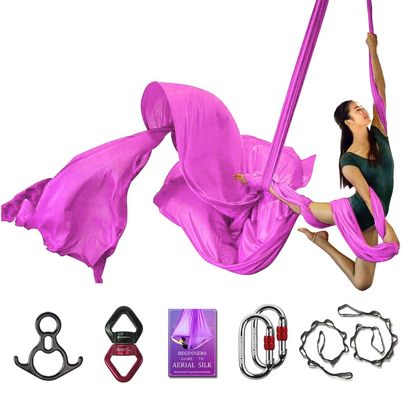 SYCYKA Aerial Silks Deluxe Equipment Set for Aerial Yoga, Aerial Yoga Hammock, Aerial Acrobatic,Circus Arts, Aerial Dance(L:10m W:2.8m (Sakura Pink) - Image 1