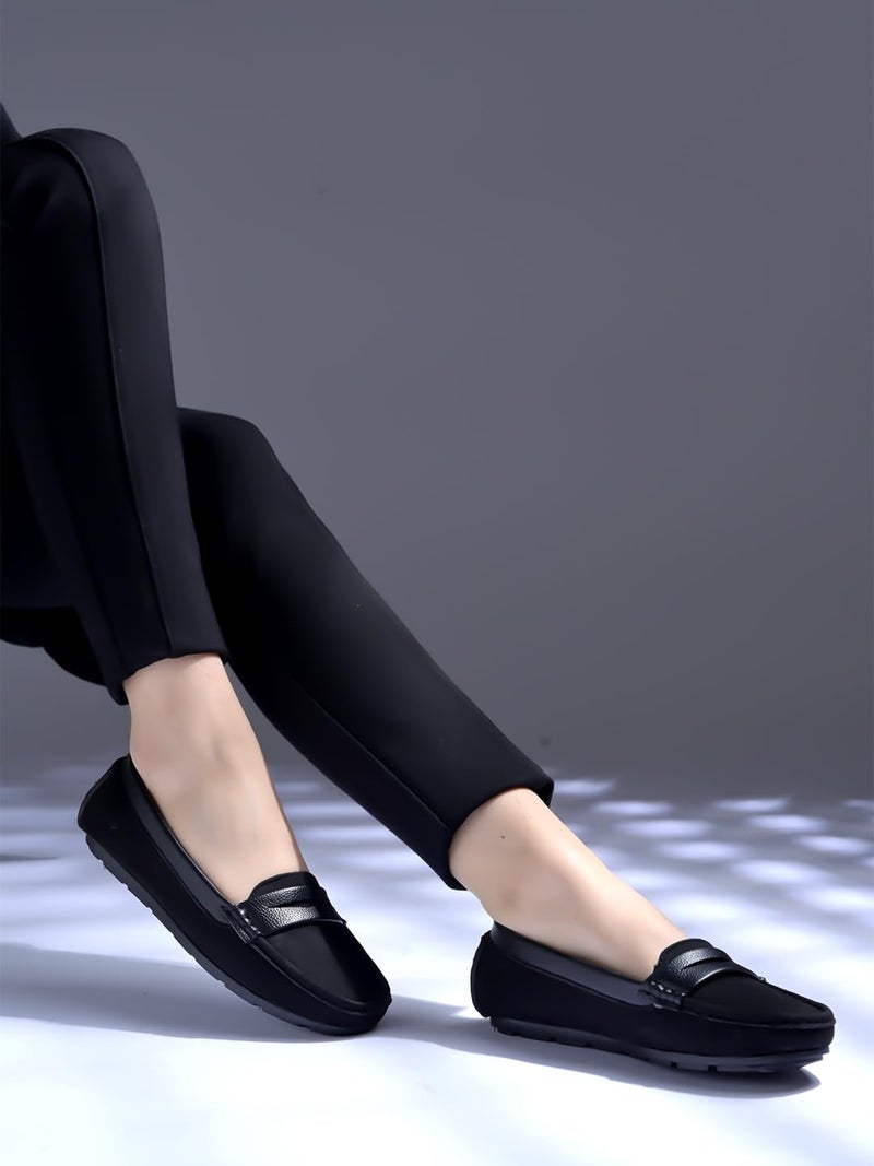 Shoetopia upper Suede Detailed  Loafers For Women & Girls - Image 3