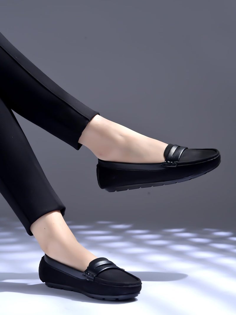 Shoetopia upper Suede Detailed  Loafers For Women & Girls - Image 2