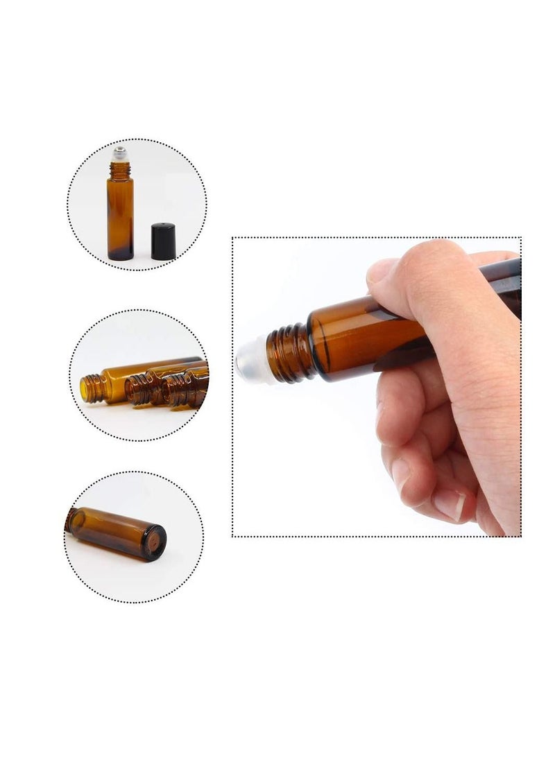 Generic 6-Piece Amber Essential Oil Roller Bottles 10ml Glass Empty Refillable Roll on Bottles  - Image 2