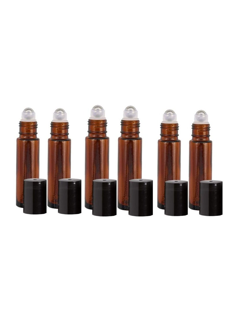 Generic 6-Piece Amber Essential Oil Roller Bottles 10ml Glass Empty Refillable Roll on Bottles  - Image 1