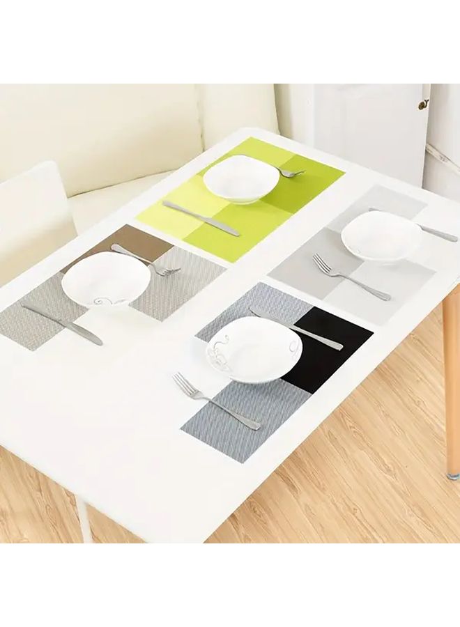 Set Of 4 Washable Non Slip Heat Resistant Beige Gray PVC Placemats For Indoor Outdoor Use - Image 1
