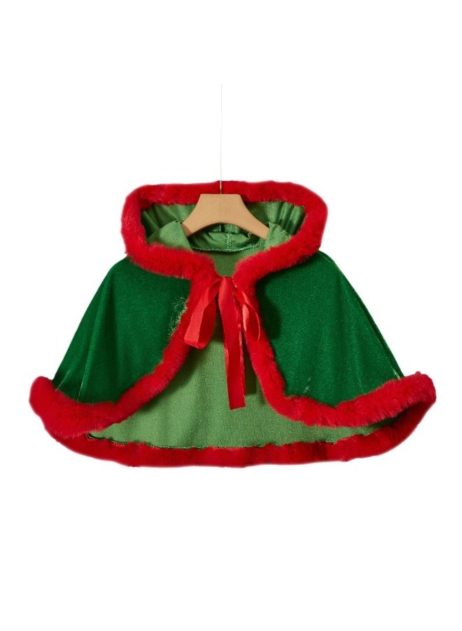 Christmas Cape Mrs Santa Claus Velvet Hooded Shawl Xmas Short Cloak Party Cosplay Costumes for Women Girls  - Image 1