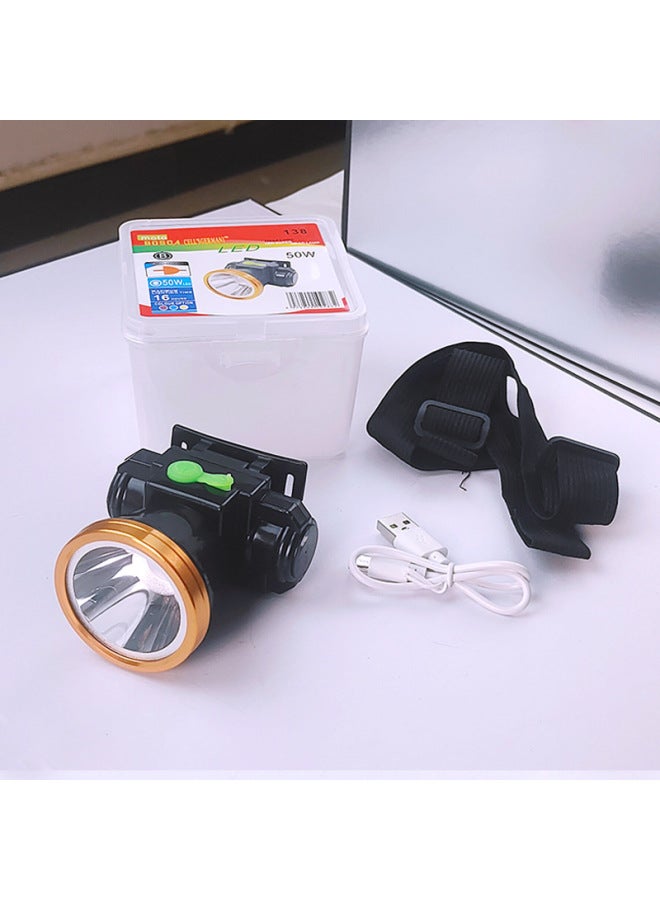 Generic LED Long-range Head-mounted Flashlight Rechargeable Super Bright Headlight Fishing Lamp Outdoor Mini Flashlight Miner's Lamp-Color:4 601 100W Single Power 5CM Strong Light 6 Hours  - Image 4