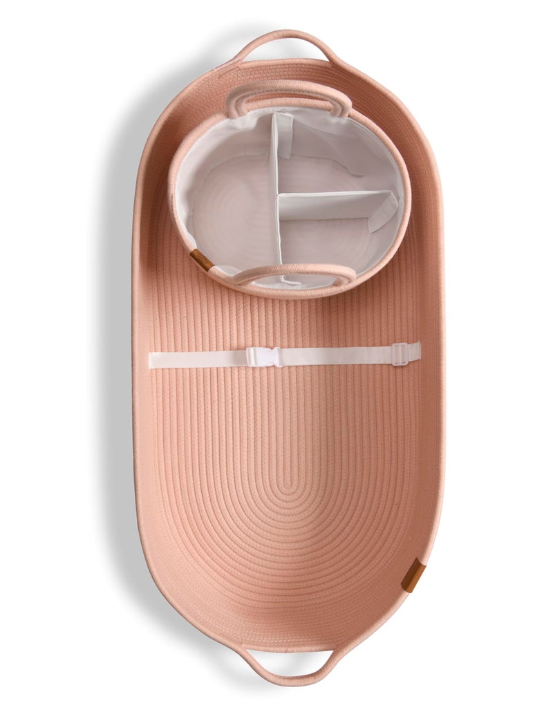 JJOO Baby Changing Basket Includes Diaper Caddy - Soft & Waterproof Dual-Cover, Portable, Changing Pad for Dresser & Changing Table, Gift for Baby Shower, Organic Cotton Rope - Image 3