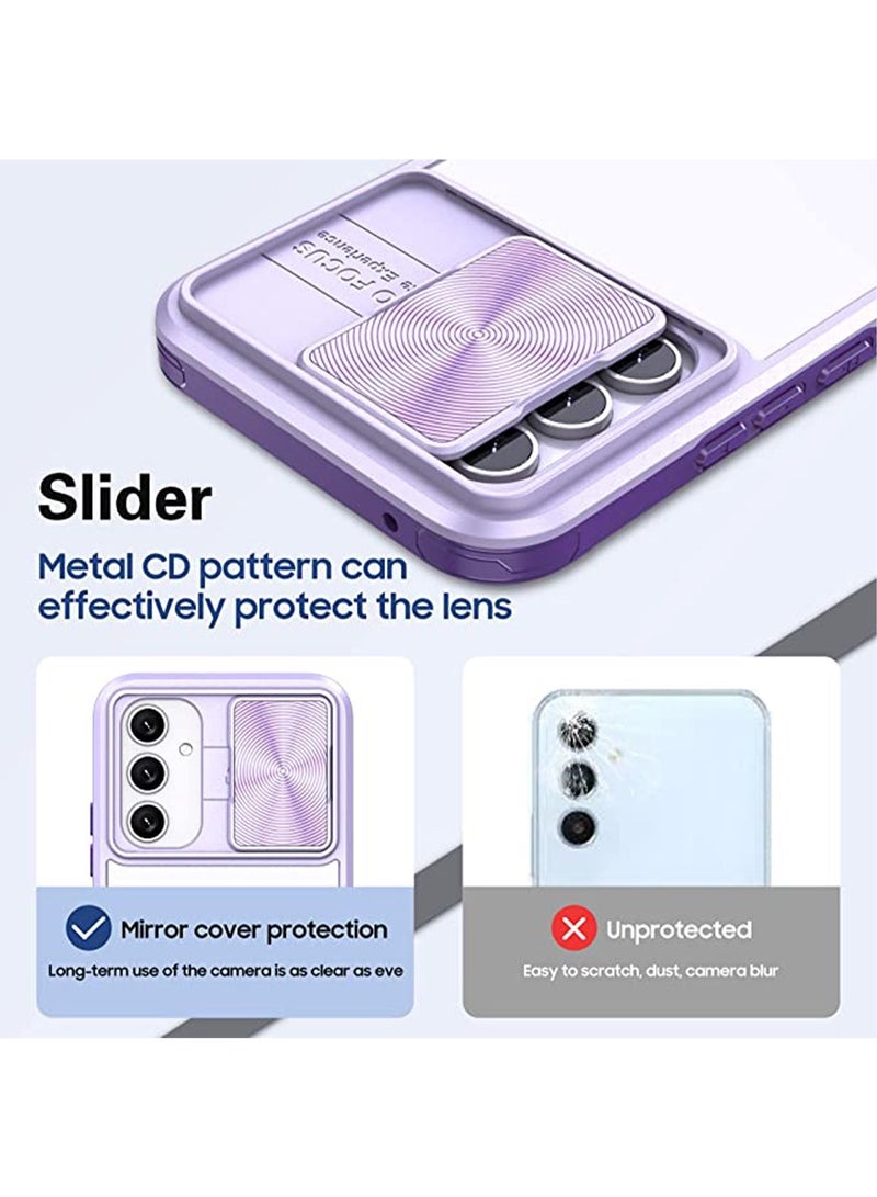 Samsung Galaxy A54 5G Case with Camera Cover,TPU Protective Hard Back&Soft Bumper,Shockproof Upgraded,Full Body Clear Phone Cover for Galaxy A54 5G (Galaxy A54,Purple) - Image 3