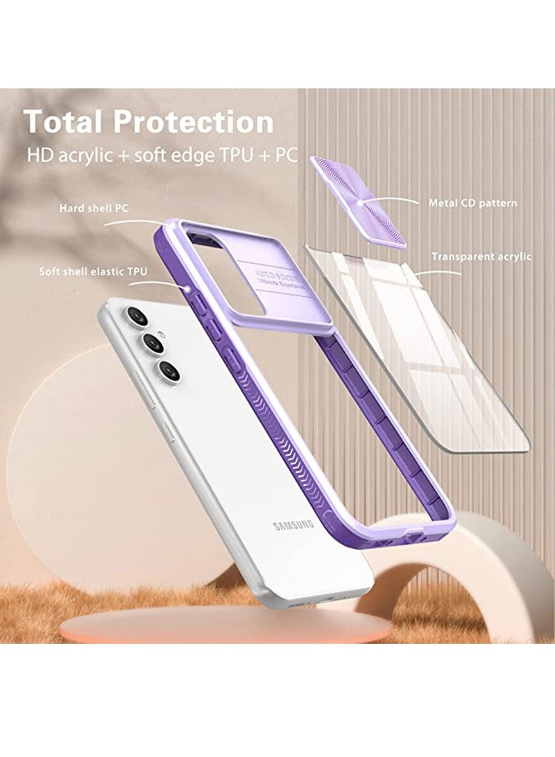 Samsung Galaxy A54 5G Case with Camera Cover,TPU Protective Hard Back&Soft Bumper,Shockproof Upgraded,Full Body Clear Phone Cover for Galaxy A54 5G (Galaxy A54,Purple) - Image 4