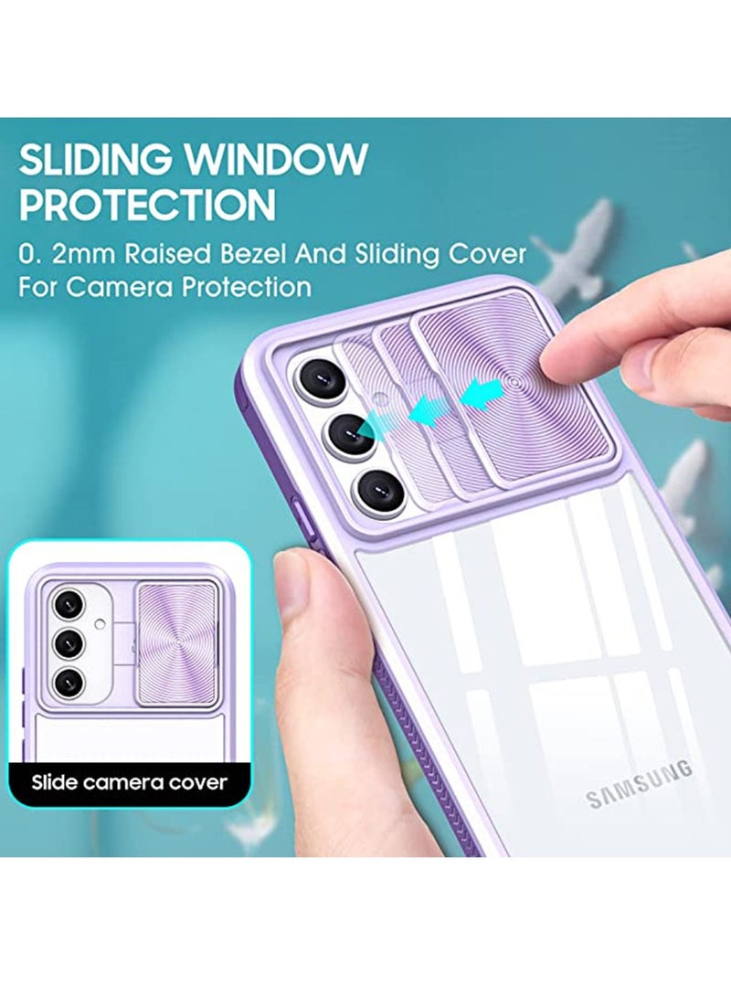 Samsung Galaxy A54 5G Case with Camera Cover,TPU Protective Hard Back&Soft Bumper,Shockproof Upgraded,Full Body Clear Phone Cover for Galaxy A54 5G (Galaxy A54,Purple) - Image 2