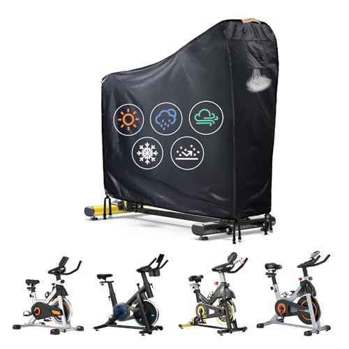 GRABADO Stationary Bike Cover Waterproof Outdoor，Upright Exercise Bike Cover with Air Vent,Waterproof Strip,4 Windproof Buckles,All Weather Large Cover for Peloton Bike,Suitable for Peloton Bike+ and Schwinn - Image 1