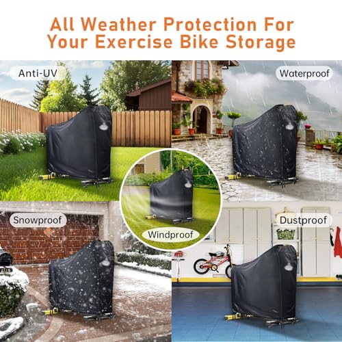 GRABADO Stationary Bike Cover Waterproof Outdoor，Upright Exercise Bike Cover with Air Vent,Waterproof Strip,4 Windproof Buckles,All Weather Large Cover for Peloton Bike,Suitable for Peloton Bike+ and Schwinn - Image 5