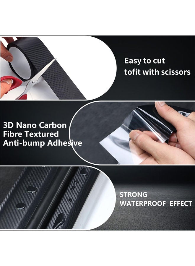 شرائط حماية عتبات أبواب السيارة، غلاف فينيل من ألياف الكربون 5 سم × 5 م، واقي عتبة باب السيارة ذاتي اللصق مع مكشطة بلاستيكية، مناسب لمعظم السيارات مثل سيارات الدفع الرباعي وسيارات السيدان (أسود) - Image 3