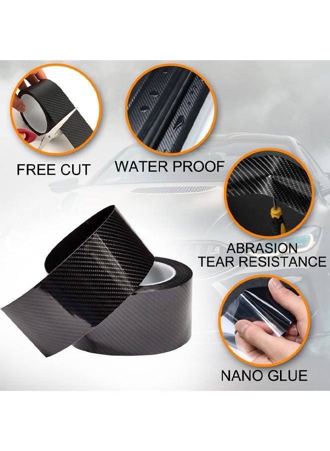شرائط حماية عتبات أبواب السيارة، غلاف فينيل من ألياف الكربون 5 سم × 5 م، واقي عتبة باب السيارة ذاتي اللصق مع مكشطة بلاستيكية، مناسب لمعظم السيارات مثل سيارات الدفع الرباعي وسيارات السيدان (أسود) - Image 5