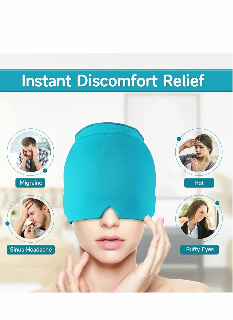 Excefore Migraine Ice Head Wrap, Form Fitting Gel Headache Relief Hat, Cold Therapy Cap Pack Mask, Compress for Tension, Sinus Stress, Blue  - Image 3