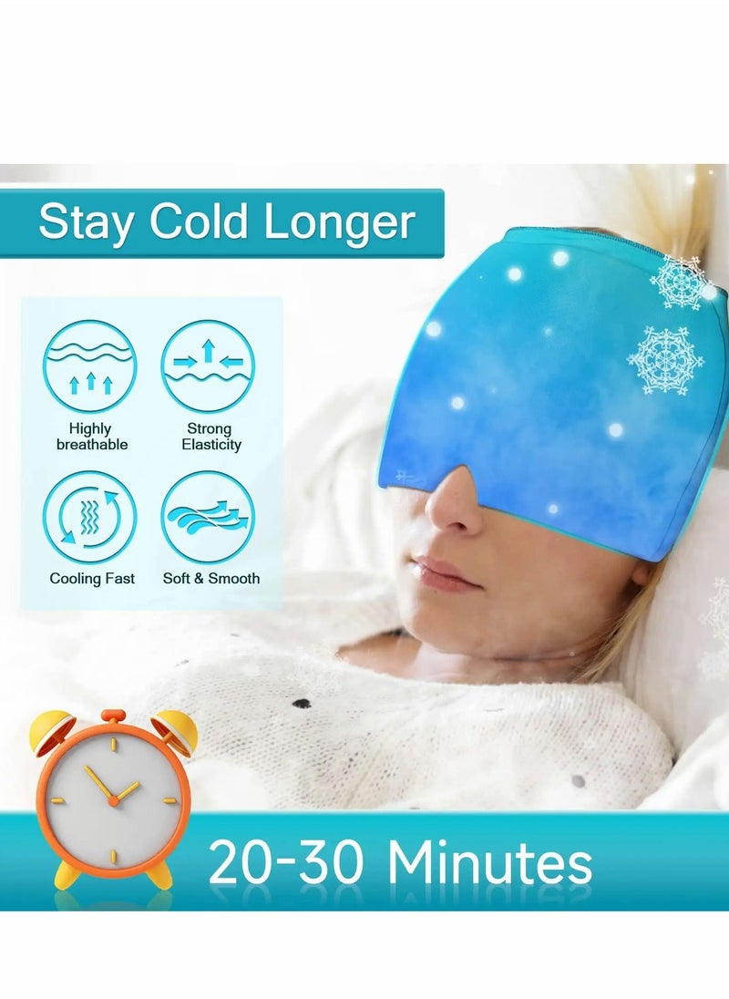 Excefore Migraine Ice Head Wrap, Form Fitting Gel Headache Relief Hat, Cold Therapy Cap Pack Mask, Compress for Tension, Sinus Stress, Blue  - Image 5