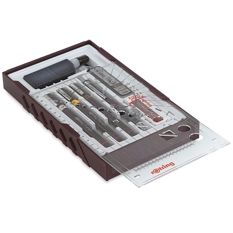 rOtring S0699380 Isograph Technical Drawing Pens, Set, 3-Pen College Set (.25-50 mm), Brown - Image 1