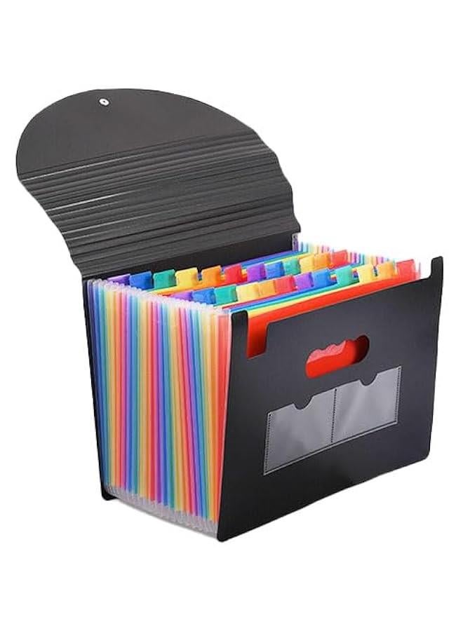 HOOKOR 25 Pockets Expanding File Folder/Accordian File Organizer with Expandable Cover/Portable A4 Letter Size File Box,High Capacity Plastic Colored Paper Document Receipt Organizer Filing Folder - Image 1