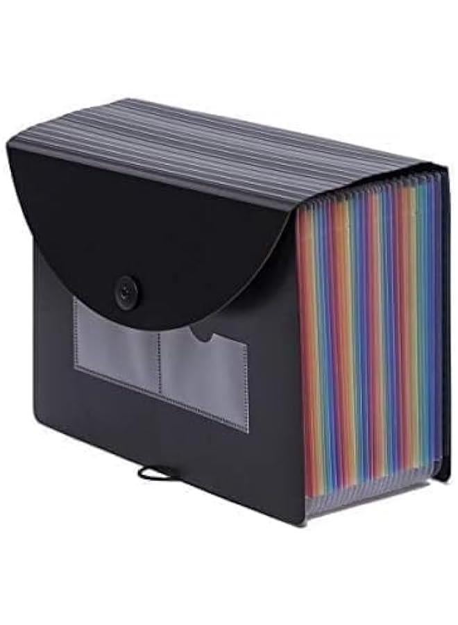 HOOKOR 25 Pockets Expanding File Folder/Accordian File Organizer with Expandable Cover/Portable A4 Letter Size File Box,High Capacity Plastic Colored Paper Document Receipt Organizer Filing Folder - Image 2