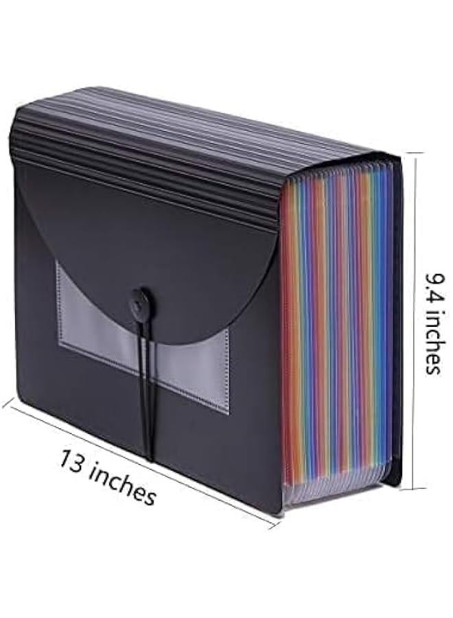 HOOKOR 25 Pockets Expanding File Folder/Accordian File Organizer with Expandable Cover/Portable A4 Letter Size File Box,High Capacity Plastic Colored Paper Document Receipt Organizer Filing Folder - Image 3