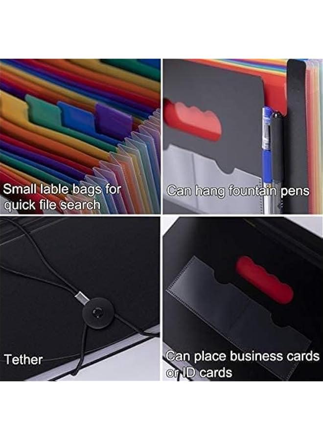 HOOKOR 25 Pockets Expanding File Folder/Accordian File Organizer with Expandable Cover/Portable A4 Letter Size File Box,High Capacity Plastic Colored Paper Document Receipt Organizer Filing Folder - Image 4