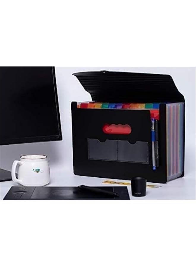 HOOKOR 25 Pockets Expanding File Folder/Accordian File Organizer with Expandable Cover/Portable A4 Letter Size File Box,High Capacity Plastic Colored Paper Document Receipt Organizer Filing Folder - Image 5