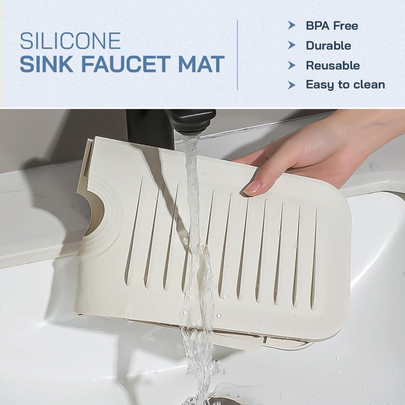 OVEERA OVEERA Silicone Faucet Handle Drip Catcher Tray SelfDraining Kitchen Sink Splash Guard with Adjustable Coil Opening Sink Faucet Mat with Cleaning Towel - Image 4