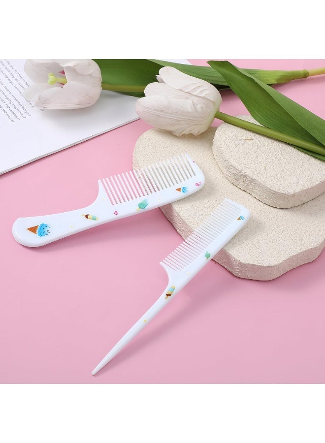 4Pcs Kids Hair Brush & Rat Tail Comb Set, Plastic Fine Tooth Hair Styling Tools for Girls Boys Curly Straight Long Hair, Blue + Pink - Image 4