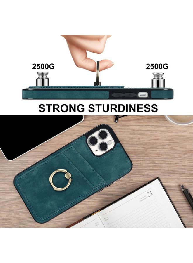 زبون جراب هاتف iPhone 11 Pro من الجلد العتيق مع حامل حلقي - Image 5