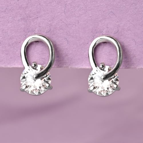 CLARA 925 Sterling Silver Solitaire Studs Earrings | Rhodium Plated, Swiss Zirconia | Gift for Women & Girls - Image 2