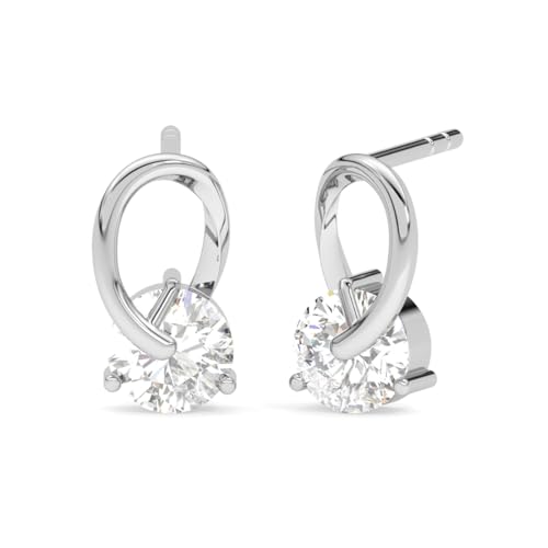 CLARA 925 Sterling Silver Solitaire Studs Earrings | Rhodium Plated, Swiss Zirconia | Gift for Women & Girls - Image 1