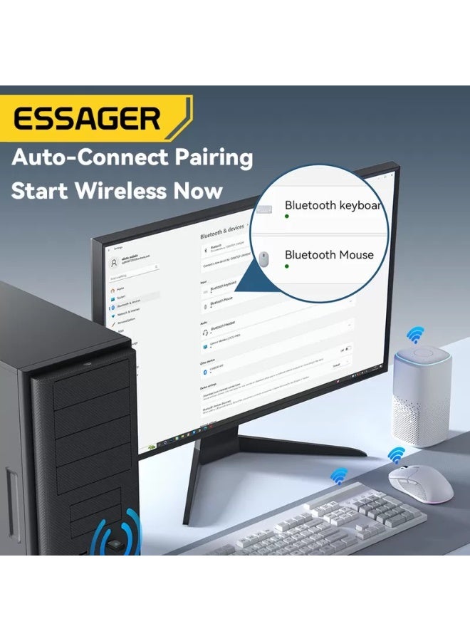 ايساجر دونجل ومحول بلوتوث 5.3 USB لاسلكي للكمبيوتر واللاب توب من ESSAGER، جهاز استقبال بمدى طويل يصل الي 20 متر، يدعم توصيل 5 اجهزة متعددة في وقت واحد - Image 4