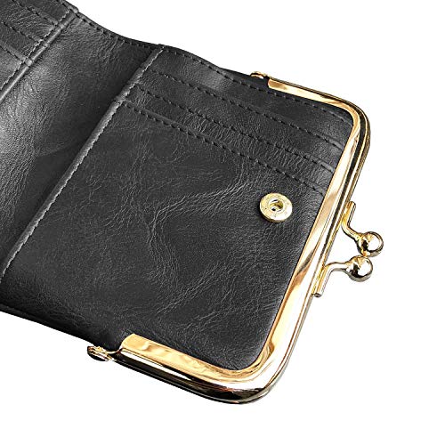 AOXONEL Womens Wallet Small Rfid Ladies Compact Bifold Leather Vintage Coin Purse With Zipper and Kiss Lock (Grey) - Image 5