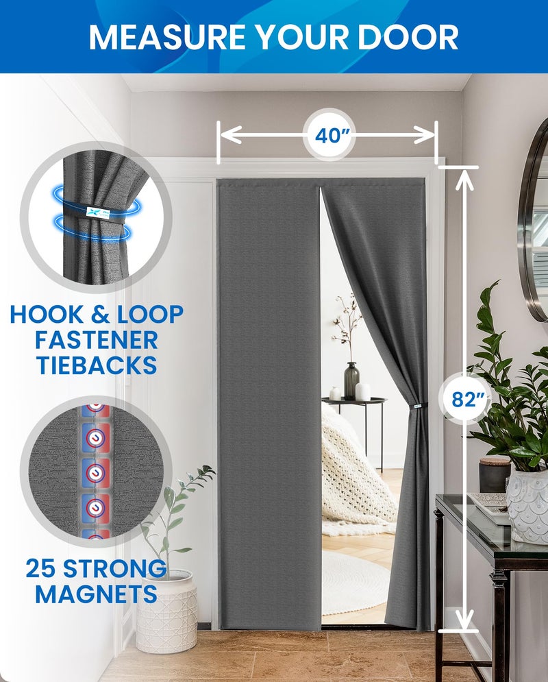 Flux Phenom Thermal Insulated Door Cover - Easy Install - Temperature Protection Barrier, Keeps Warm Air in, Magnetic Door Curtain for Winter - 40"x82" - Image 4
