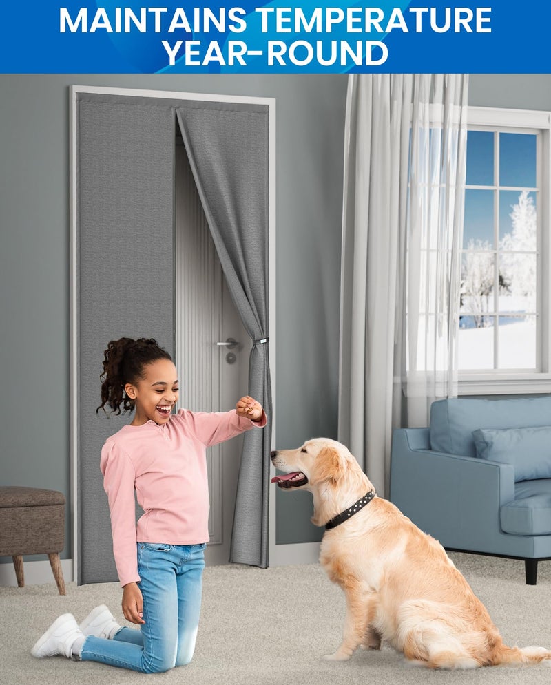 Flux Phenom Thermal Insulated Door Cover - Easy Install - Temperature Protection Barrier, Keeps Warm Air in, Magnetic Door Curtain for Winter - 40"x82" - Image 5