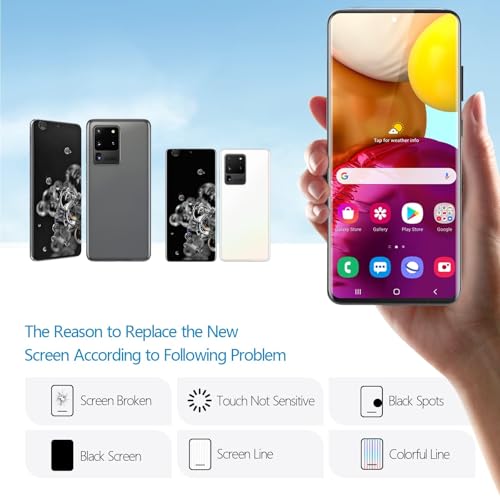 YWLRONG OLED for Samsung Galaxy S20 Ultra 5G Screen Replacement for Samsung S20 Ultra 5G G988 G988U G988U1 G9880 LCD Display Touch Screen Digitizer Assembly with Tools (Support Fingerprint ,Black Frame) - Image 2