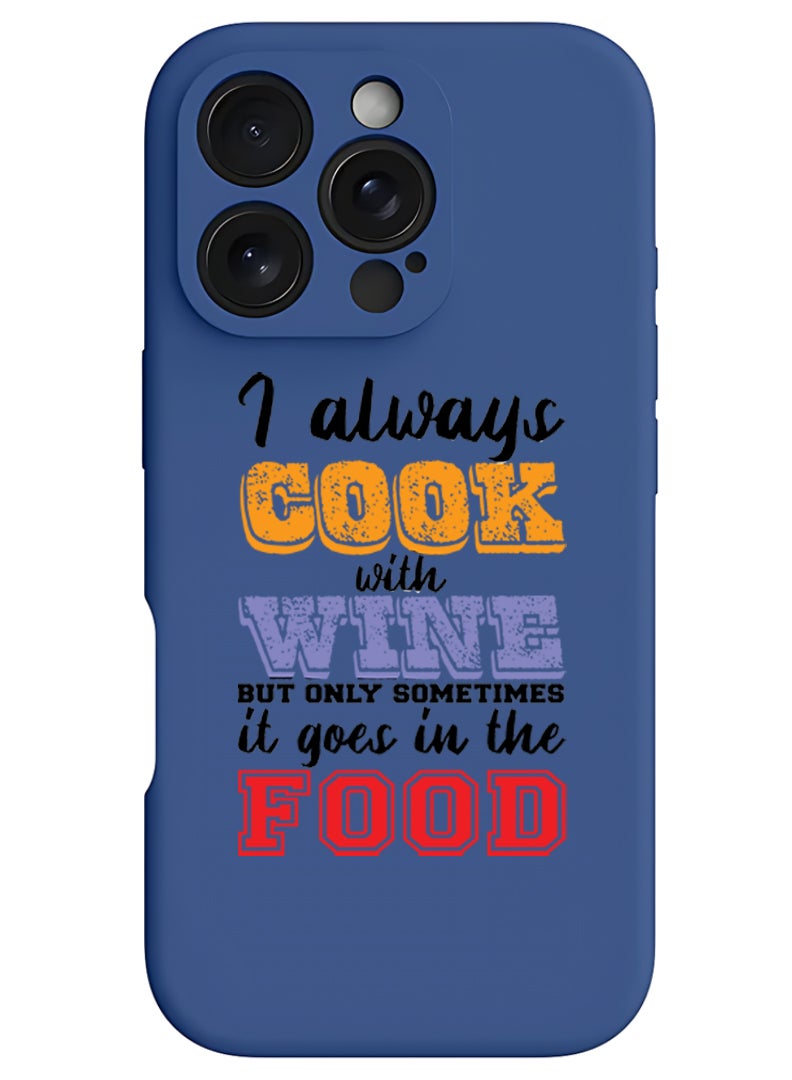 Theodor iPhone 16 Pro Max Blue Protective Slim Fit Case Liquid Silicone Cover with Full Body Protection Anti-Scratch Shockproof Case For iPhone - Cook wine Food - Image 1